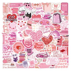 Pink Bookish Stickers, 126pcs Book Stickers for Kindle, Scrapbook, Laptop, Skateboard
