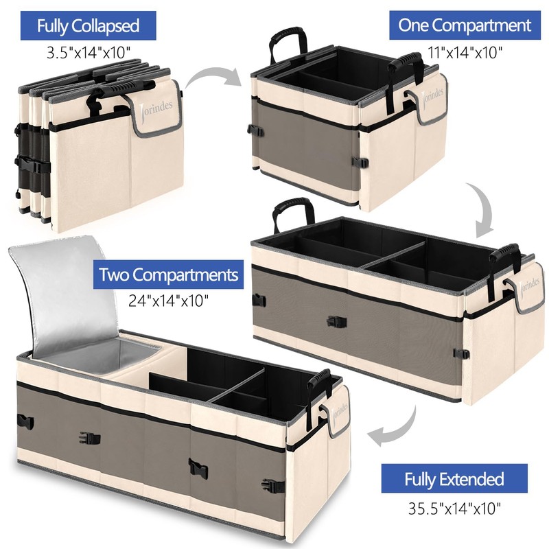Trunk Organizer with Built-in Insulated Leak Proof Cooler Bag,Collapsible Cargo