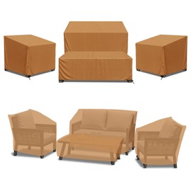 Patio Furniture Covers, 4 Piece Heavy Duty Waterproof Outdoor Furniture Cover with Windproof Buckle Strap, Rattan Wicker Patio Furniture Set Cover for Chair Sofa Black (Brown, X-Large)