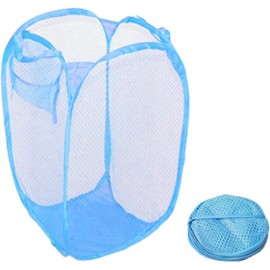 Homeshopa Laundry Baskets Pop Up Mesh Washing Bag, Foldable Dirty Clothes Baskets with Handles&Side Pocket, Collapsible Toy Tidy Storage Organiser, Great for Kids Room, College Dorm Travel (Blue)