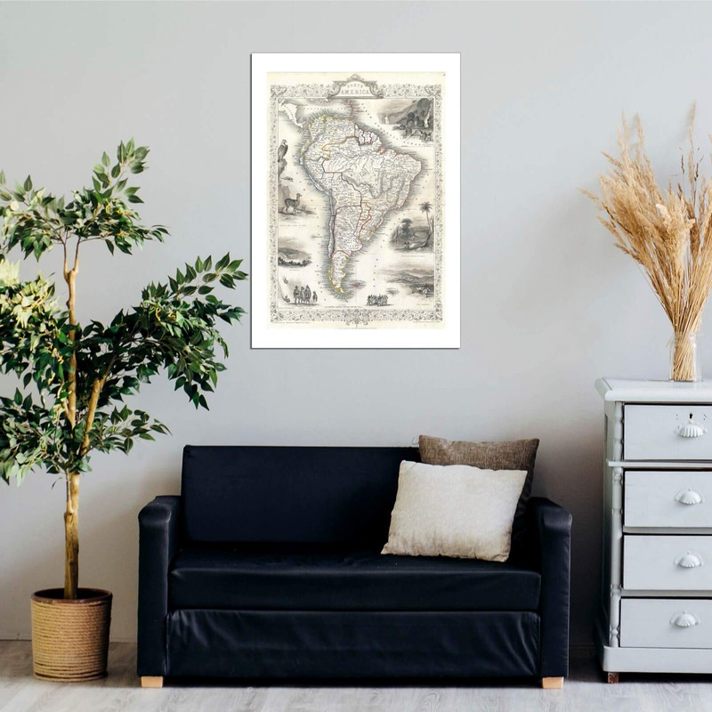 Spiffing Prints Tallis Map of South America 1850