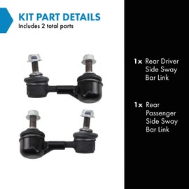 TRQ Rear Sway Bar Stabilizer Link Set Compatible with 2018-2023 Honda Odyssey