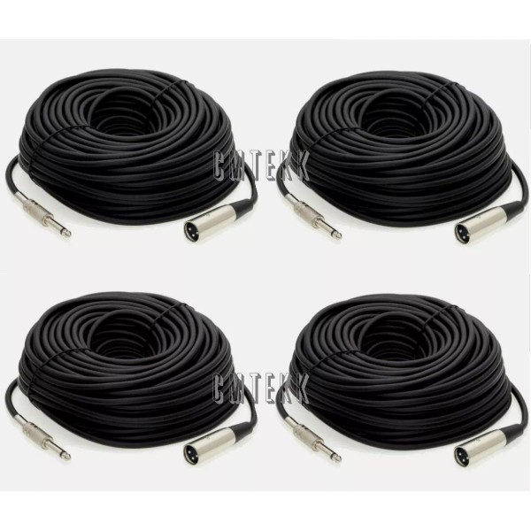 Unbranded 4 Pack 50Ft XLR 3Pin MALE to 1/4" MONO