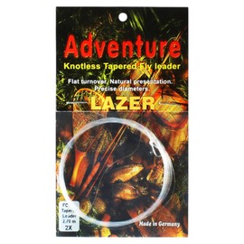 LAZER LINE Fliegenfischen Vorfach Größe 2X / 2.7m / 5.5kg - Vorfächer für Fliegen Angeln - Schnur - Fluorocarbon Angelschnur - Knotless Tapered Fly Leader - Angelzubehör - Sport Set - Angel Zubehör
