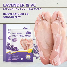 3 Pack Foot Peel Mask - Feet Peeling Mask with Lavender - Exfoliating Foot Peel Mask for Hard Skin - Plantifique foot peel mask for Removing Dead Skin, Cracked Heels and Calluses