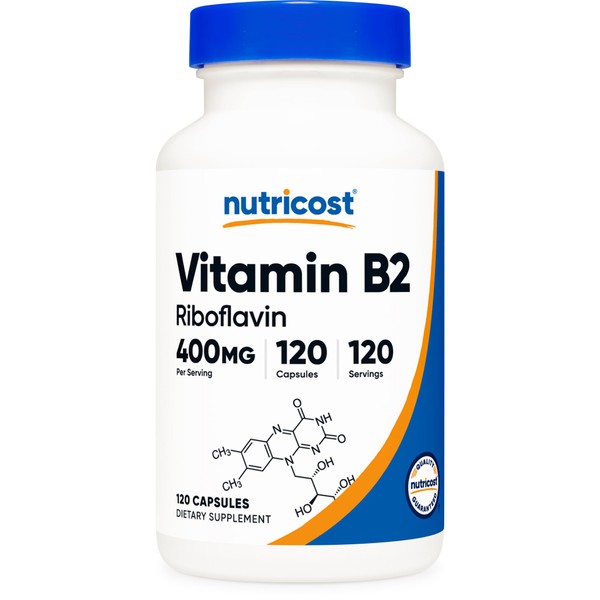 Nutricost Vitamin B2 (Riboflavin) 400mg, 120 Capsules - Gluten Free, Non-GMO