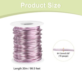 sourcing map 16 Gauge Aluminum Craft Wire 1.5mm 98.5ft Flexible Bendable Anodized Metal Jewelry Sculpting Wire for Jewelry Making Modelling Craft DIY, Light Pink