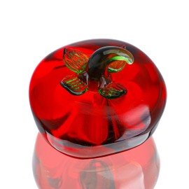 KRISININE - Figura de vidrio soplado a mano de tomate rojo, vidrio, fruta, coleccionable, arte de vidrio, adorno en miniatura, computadora, pisapapeles para mujeres
