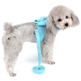 SELMAI Bling Rhinestone Dog Harness Bow Girls Soft Suede Leather for Small Pet Puppy Doggie Cat Girls Vest Collar Leash Set Adjustable/No Pull Chihuahua Yorkie Harness Walking Running Blue XL