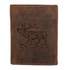 Greenburry Vintage 1701-STAG Leather Wallet Portrait Format Deer Embossed Brown,