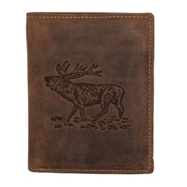 Greenburry Vintage 1701-STAG Leather Wallet Portrait Format Deer Embossed Brown, brown