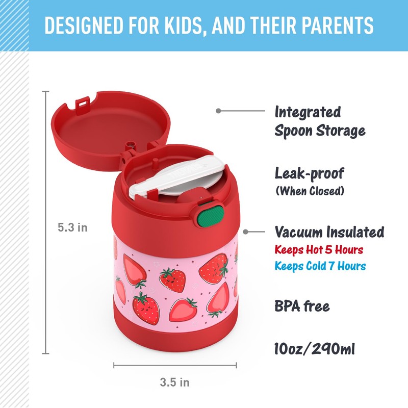 THERMOS FUNTAINER Insulated Food Jar, 10 Ounce, Kid Friendly Food