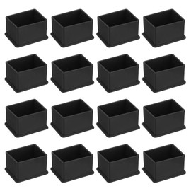 QUARKZMAN Pack of 16 PVC Square Chair Leg Caps, 40 mm x 30 mm OD Black Furniture Feet Pads, Table Foot Covers, Floor Protectors for Patio Table, Cabinet, Bed Furniture