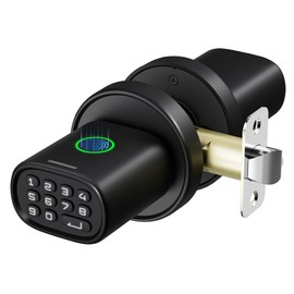 ThorBolt Keyless Entry Door Lock, Fingerprint Door Lock with Keypad Biometric Door Knob, Auto-Lock for Interior Doors Thickness up to 2-1/4", Bedroom, Home Office, Garage, 4xAA Alkaline, MD1 Black