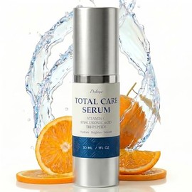 Total Package - Suero facial todo en uno con vitamina C, ácido hialurónico y complejo peptídico, suero facial hidratante para el cuidado diario de la 