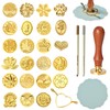 BATHRINS Wax Seal Stamp Kit-23Pcs Sealing Stamp Heads,Wooden Handle,Metal Seal