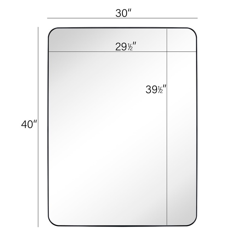 TEHOME 30x40'' Brushed Nickel Rounded Rectangle Bathroom Mirror Brushd Silver