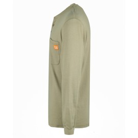 Titicaca Flame Resistant FR 7OZ 100% Cotton Henley Style Khaki Long Sleeve T-Shirts