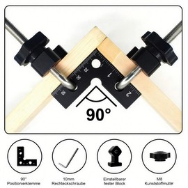 Angle Tensioner 90° Positioning Clamp OBDKCAN Mini Positioning Angle Right Angle Measuring Clamp for Carpenter's Tool, 59 mm Woodworking Clamp with Precision Angle (Black)