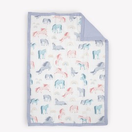 Little Unicorn Lofty Comforter Blanket | Super Soft & Breathable Muslin Fabric| Great for Play & Bedtime Blanket (Unicorns)