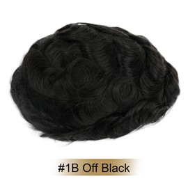 EMEDA Toupee Hair For Men, Hair System For Men, Mens Toupee Real Human Hair, Pu Thin Skin 0.04Mm Knoted Skin, Hair Pieces For Men, Hair Prosthesis (8x10#1 Jet Black)