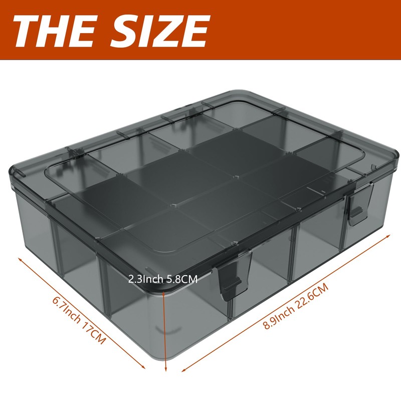 SRNYJAO Plastic Organizer Box, 12 Grids Clear Bead Organizer Compartment