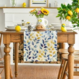Leaves 210 GSM Summer Table Runner, Seasonal Spring Kitchen Dining Table Decoration for Home Party Decor 13x72 Inch