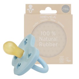 HEVEA Dummy in "Baby Blue" with Duck Motif, Environmentally Friendly Rubber Dummy Made of Natural Materials, Round Cherry Dummy for Babies Between 0-3 Months, Pack of 1