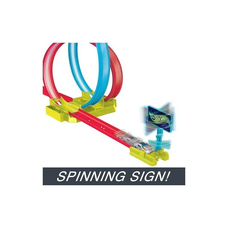 Hot Wheels Action Pista de Juguete Circuito Doble Loop Neón