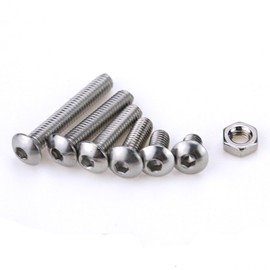 DollaTek 170Pcs M4 304 Stainless Steel Allen Hex Drive Button Head Socket Cap Bolts Screws Nuts Assortment Kit (M4)