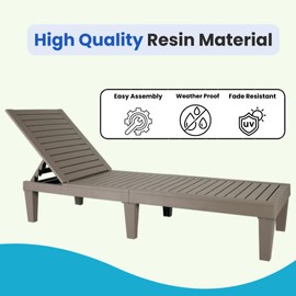 BTEXPERT Set of 2,Foldable Patio Chaise Outdoor Lounge Chair Folding Sun Bed Patio Lounger Reclining Couch Adjustable Backrest for Pool Beach Deck Sunbathing Waterproof Tuape Light Brown