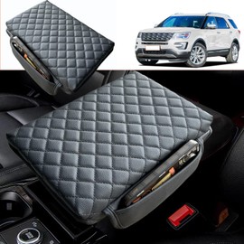 WQMXILI Console Cover for Ford Explorer 2011-2019 Armrest Cover Leather Arm Rest Pad Black Middle Console Cover with Pockets for Explorer Accessories
