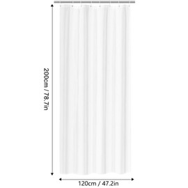 LUKDUNG 120 x 200 cm Polyester Textile Shower Curtain Anti-Mould for Bathroom, Curtain for Bathtub Shower Made of Fabric Waterproof Washable Shower Curtain with 8 Hooks White