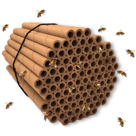 Mason Bee Tubes | 100 Pack of 6 inch Long by 5/16 Inner Diameter Hole Cardboard Bee House Tubes | Great Paper Refills or Inserts/Liners for a Bee House, Bee Condo, Hotel, or Nest