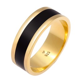 Kuzzoi Men's Ring (8 mm) Golden with Enamel, Band Ring for Men Made of 925 Sterling Silver Gold-Plated, Elegant Silver Ring in Casual Look, Wide Ring Timeless in Design, Ring Size 60 – 66.0609862820,