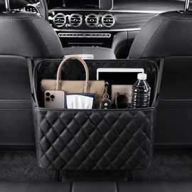Car Seat Storage Organizer for Front Seats – PU Leather Mesh Bag for Handbags, Bottles, Tablets & Daily Essentials