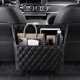 Car Seat Storage Organizer for Front Seats – PU Leather Mesh Bag for Handbags, Bottles, Tablets & Daily Essentials