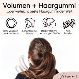 Volummi Black Hair Scrunchie - Innovative Ponytail Scrunchie for Visibly More Volume in the Ponytail - Perfect Hold & Gentle on Hair - The Original Made in Germany [True Black M for Normal Hair]