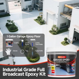 Mollor 3-in-1 Epoxy Floor Coating - Slate Grey 128 fl oz (160ft²), Primer+Paint+Clear Coat | Non-Slip, UV-Resistant Finish for Concrete Garage Floors, Basements & Warehouses – Fast-Drying (Gray)