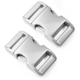 Ganzoo Alumaxx Metal Click Clasp, Set of 2 Buckles 1 Inch (25 mm), Shiny Chrome-Plated, Zinc Injection Moulding, Dimensions 60 mm x 32 mm, for Paracord Bracelet, Dog Collar, Backpack