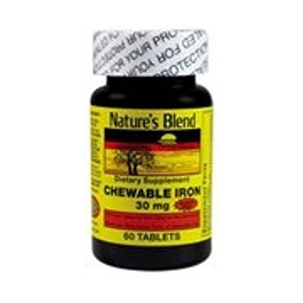 Nature's Blend Chewable Iron Sugar Free 30MG 60 COUNT