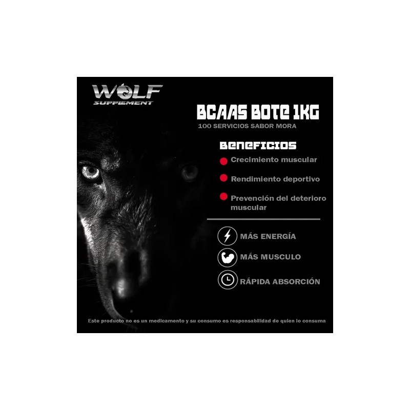 Aminoácidos Bcaas Pre Entreno 1 Kg Wolf 100 Servicios