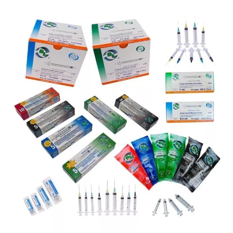 DL 100 Jeringas De Plástico 10 Ml Con Aguja 20x32