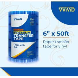 VViViD Premium Direct-Apply Transfer Tape Clear with Grid, Medium-High Tack for Crafting Vinyl, 6” x 50’ Easy-Apply Paper for Cricut, Sillhouette, Decals and Lettering