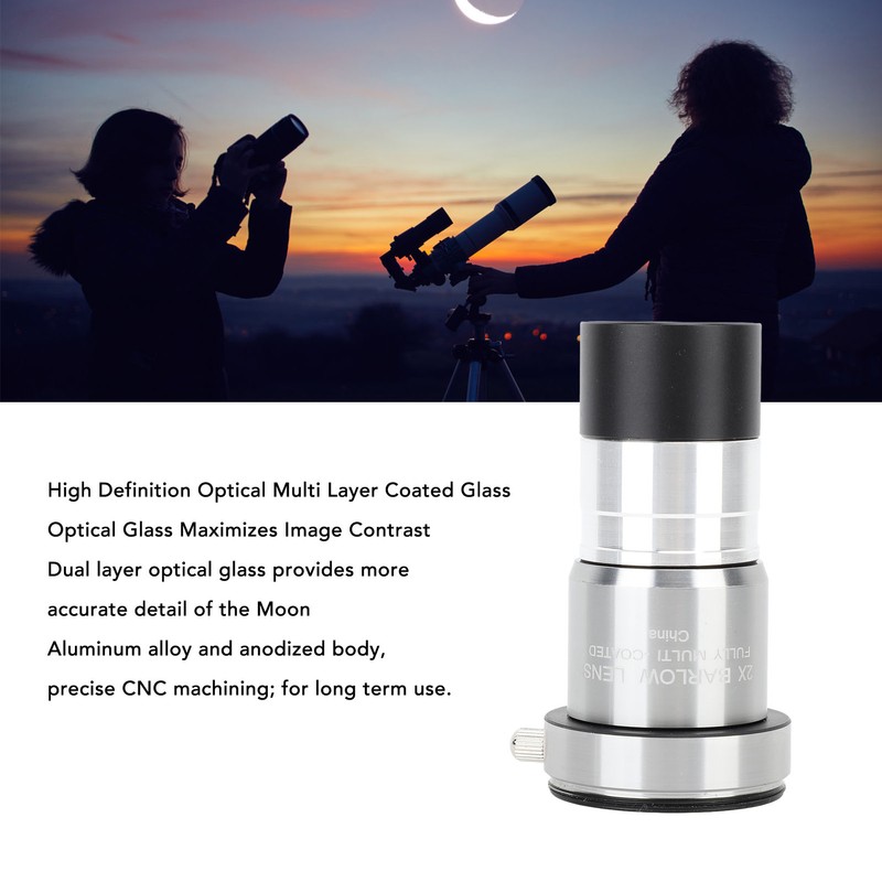 2X Barlow Lens 1.25 Inch Multi Coated Optical Glass Astronomical