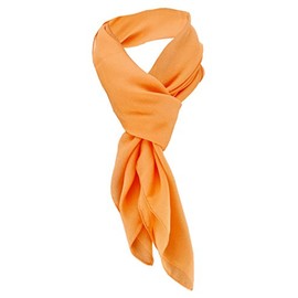 TigerTie Women's Chiffon Neckerchief in Plain Unicolour Size 90 cm x 90 cm - Made in Italy, Orange Salmon