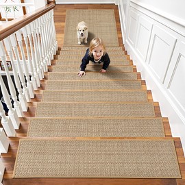Chenille Stair Treads Non Slip 4pcs Absorbent Stair Runner for Wooden Steps Rubber Backing Stairs Carpet Treads Indoor Staircase Covers Mat with Rubber Backing for Pets Kids 8"X30" Beige