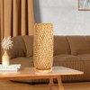 Xisakaca Bamboo Table Lamp, Handmade Boho Wicker Woven Desk Night