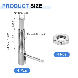 sourcing map 4Pcs Retractable Indexing Plunger Pin, M6 L Spring Plunger Stainless Steel Spring Loaded Latch Telescopic Locking Pin with Nut for Machinery Shipbuilding