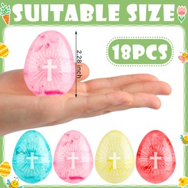 Silipull 72 Pcs Marble Religious Easter Eggs Bulk Plastic Empty Fillable Cross Eggs Christian Gifts for Easter Egg Hunt Basket Stuffers Sunday School Party Favors